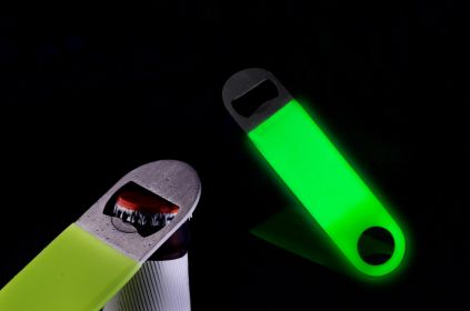 Stainless Steel Bottle Opener with Plastic Glow in the Dark Coating