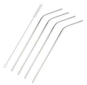 Stainless Steel Straws w/ Cleaning Brush, Universal Fit 16-50oz Tumblers &amp; Cups, 4PK