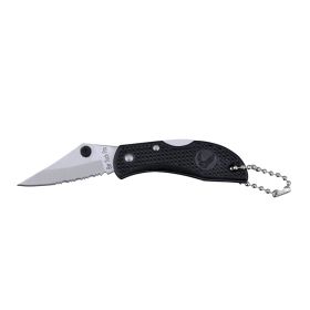 Keychain Knife - Surgical Stainless Steel Half-Serrated 1 7/8" Blade for Cutting Cord or Twine - Light Plastic Handle - 2 1/2" Folded, 4 1/4" Open