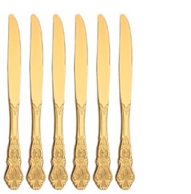 Stainless Steel Cutlery Spoon West Dinnerware Set Gold Plated (Option: Golden Steak Knife Set2)