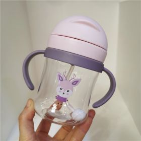 Cartoon Infant Graduated Straw Water Cup (Option: Pink-300ml)