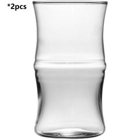 Bamboo Joint High-temperature Resistant Glass Beverage Cup (Option: Transparent-2PCS)