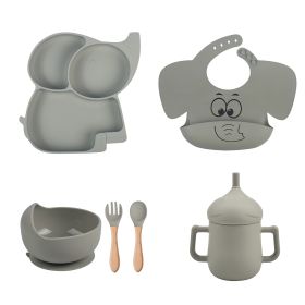 Children's Cartoon Elephant Silicone Tableware Set (Option: Y22-A 6pcs set)