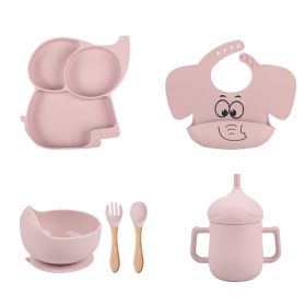 Children's Cartoon Elephant Silicone Tableware Set (Option: Y26-A 6pcs set)