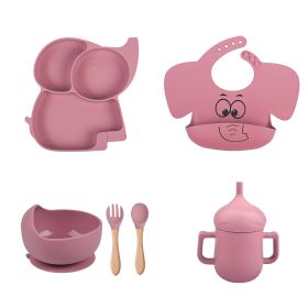 Children's Cartoon Elephant Silicone Tableware Set (Option: Y19-A 6pcs set)