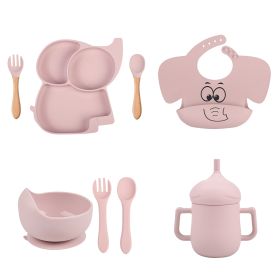 Children's Cartoon Elephant Silicone Tableware Set (Option: Y26-B 8pcs set)