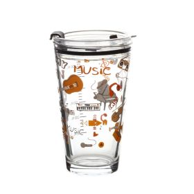 Household Sealed Glass Straw Cup With Scale (Option: Music)