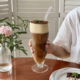 Pangpang Coffee Cup Shaped Glass Cold Drink Juice (Option: Twist cup with straw)