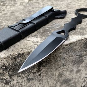 Outdoor Claw Survival Small Straight Knife High Hardness Defense (Color: Black)