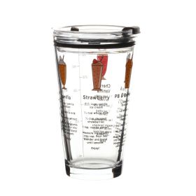 Household Sealed Glass Straw Cup With Scale (Option: Ice Cream)