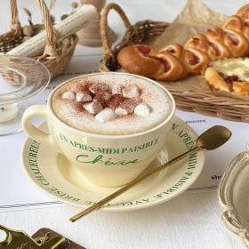 Vintage French Ceramic Coffee Cup And Saucer Set (Option: Green-Set)