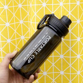 Plastic Sports Water Bottle With Mobile Phone Bracket (Option: Black-600ml)