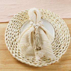 Western Restaurant Cafe Placemat Cloth Folding Flower Saliva Cloth Cup (Color: Beige)