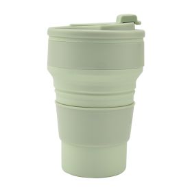 Kitchen Gadgets Folding Cup Collapsible Mug With Cover Coffee Travel Outdoors Portable Water Drinking Tea Cups (Option: Light green-500ML)