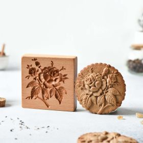 Portable Home Wooden Gingerbread Cookie Mold DIY (Option: Flower)