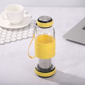 Creative Tea Separation Single Double Glass Cup (Option: Yellow-550ml-With Net)