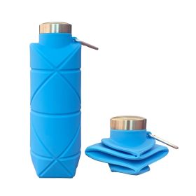 Food Grade Silicone Portable Water Bottle (Color: Blue)