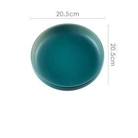 Home Creative Retro High-grade Ceramic Pasta Steak Western Food Plate (Option: 028inches Malachite green)