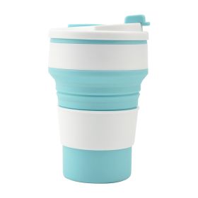 Kitchen Gadgets Folding Cup Collapsible Mug With Cover Coffee Travel Outdoors Portable Water Drinking Tea Cups (Option: Light Blue-500ML)