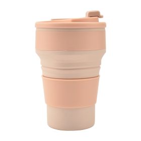 Kitchen Gadgets Folding Cup Collapsible Mug With Cover Coffee Travel Outdoors Portable Water Drinking Tea Cups (Option: Pink-500ML)