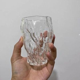 Small Group Hand Blown Irregular Design Pleated Glass Water Cup (Option: Transparent-1PC)