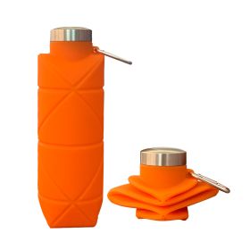 Food Grade Silicone Portable Water Bottle (Color: Orange)