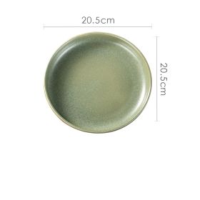 Home Creative Retro High-grade Ceramic Pasta Steak Western Food Plate (Option: 8inches Pitted green)