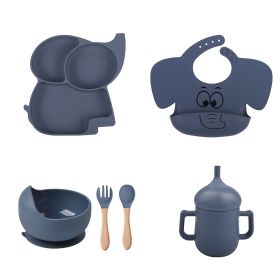 Children's Cartoon Elephant Silicone Tableware Set (Option: Y10-A 6pcs set)