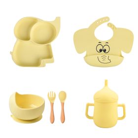 Children's Cartoon Elephant Silicone Tableware Set (Option: Y11-A 6pcs set)