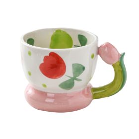 Hand Painted High Color Three-dimensional Relief Mug Ceramics (Option: Tulips)