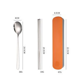 Stainless Steel Tableware Student Portable Suit (Option: Orange-2PCS)