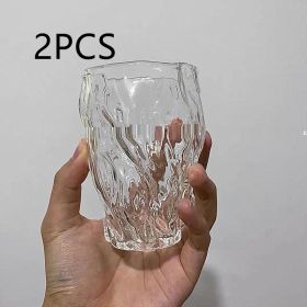 Small Group Hand Blown Irregular Design Pleated Glass Water Cup (Option: Transparent-2PCS)