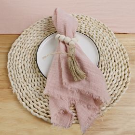 Western Restaurant Cafe Placemat Cloth Folding Flower Saliva Cloth Cup (Color: Pink)