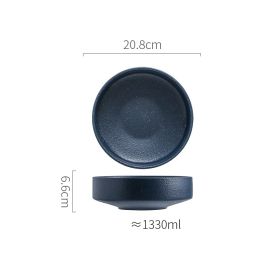 Creative Ceramic Household Conical High Bowl Salad Plate (Option: 8inch dark blue)