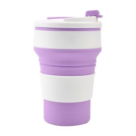 Kitchen Gadgets Folding Cup Collapsible Mug With Cover Coffee Travel Outdoors Portable Water Drinking Tea Cups (Option: Purple-500ML)