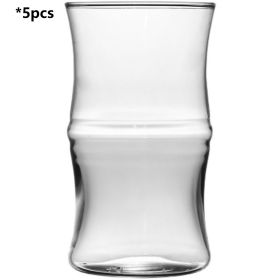 Bamboo Joint High-temperature Resistant Glass Beverage Cup (Option: Transparent-5PCS)