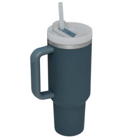 Portable High-capacity Stainless Steel Car Straw Cup (Option: Navy Blue-40oz)